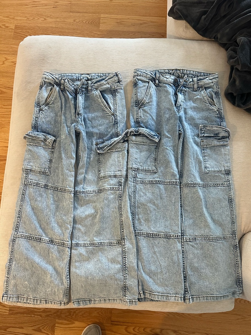 Kids Denim Cargo Pants - Light Blue